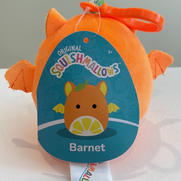 ⚡️NWT 3.5” Barnet the Orange Fruit Bat Blacklight Squishmallow Clip - Picture 3 of 4